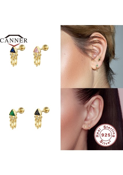 E23 Konserve 1 Adet Mterling Gümüş Saplama Küpeler Kadınlar Için Hediyeler Kız Çocuklar Için Renkli Zirkon Piercing Küpe Takı Brincos (Yurt Dışından) fiyatları