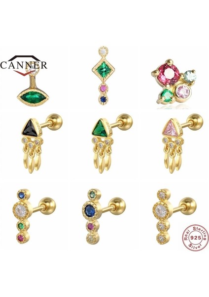 E23 Konserve 1 Adet Mterling Gümüş Saplama Küpeler Kadınlar Için Hediyeler Kız Çocuklar Için Renkli Zirkon Piercing Küpe Takı Brincos (Yurt Dışından) indirimleri