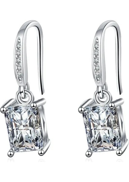 EHH026 925 Ayar Gümüş Takı Kadın Moda Sevimli Küçük Temizle Kristal Cz Saplama Küpe Kızlar Için Hediye Gençler Bayan Hediye (Yurt Dışından)