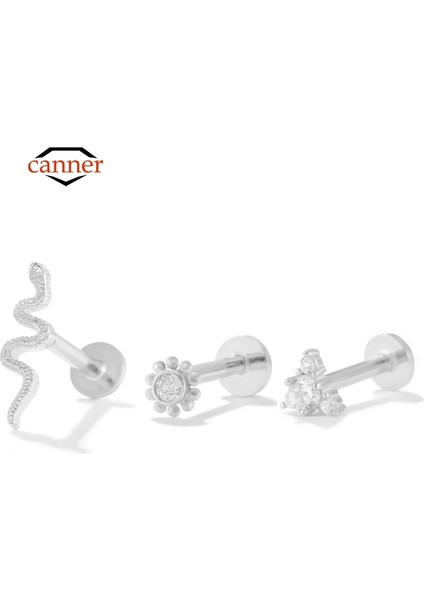 S26 Konserve Tragus Piercing Saplama Küpeler Wometerling Gümüş Kübik Zirkonya Labret Dudak Yüzük Kıkırdak Küpe Takı 1 Adet (Yurt Dışından)