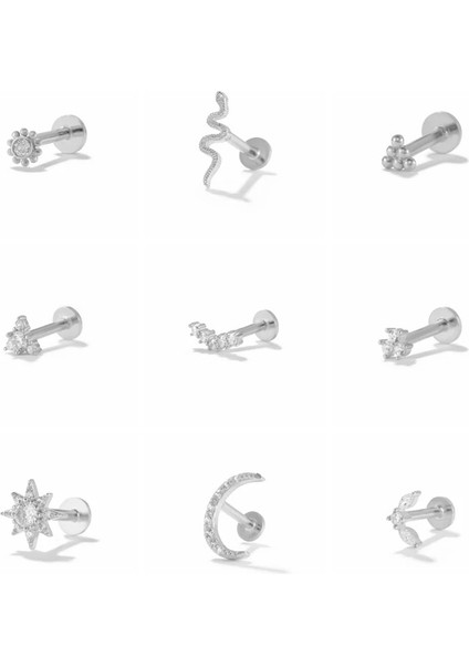 S26 Konserve Tragus Piercing Saplama Küpeler Wometerling Gümüş Kübik Zirkonya Labret Dudak Yüzük Kıkırdak Küpe Takı 1 Adet (Yurt Dışından)