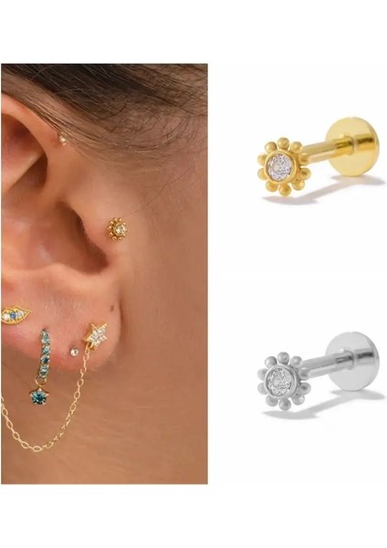 S26 Konserve Tragus Piercing Saplama Küpeler Wometerling Gümüş Kübik Zirkonya Labret Dudak Yüzük Kıkırdak Küpe Takı 1 Adet (Yurt Dışından)