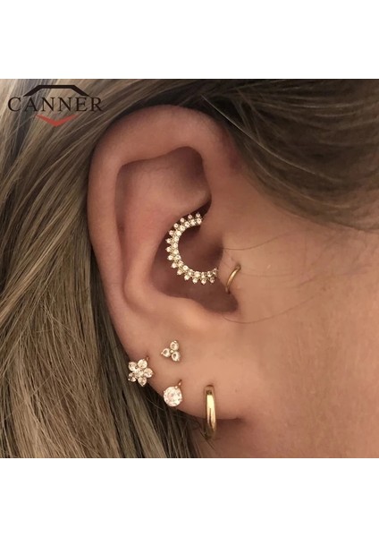 E14 Konserve Lüks Saplama Küpeler Kadınlar Için Gerçek Gümüş Küpe Zirkon Yuvarlak Burun Piercing Kıkırdak Küpe Pendientes (Yurt Dışından) fiyatları