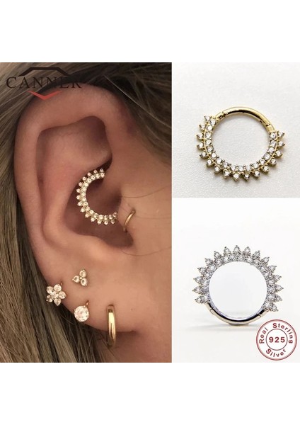 E14 Konserve Lüks Saplama Küpeler Kadınlar Için Gerçek Gümüş Küpe Zirkon Yuvarlak Burun Piercing Kıkırdak Küpe Pendientes (Yurt Dışından) fırsatları