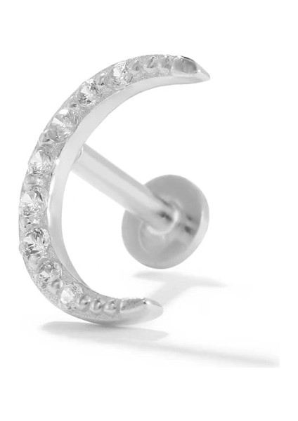 S16 Konserve Tragus Piercing Saplama Küpeler Wometerling Gümüş Kübik Zirkonya Labret Dudak Yüzük Kıkırdak Küpe Takı 1 Adet (Yurt Dışından)