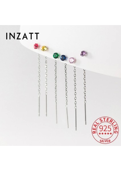 EY5104SPI Inzatt Gerçek Gümüş Zirkon Yuvarlak Kısa Püskül Saplama Küpe Kadınlar Için Klasik Güzel Takı Minimalist Aksesuarları (Yurt Dışından) modelleri