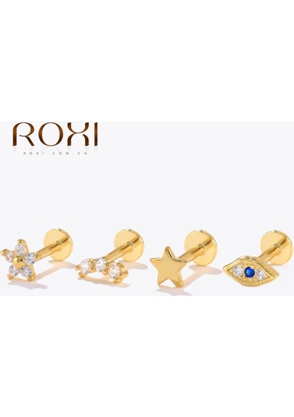 No.38 Boyutu Roxı 1 Çift Basit Dişli Labret Saplama Küpeler Wometerling Gümüş Piercing Küpe Takı Ins Pendientes Plata 925 (Yurt Dışından)