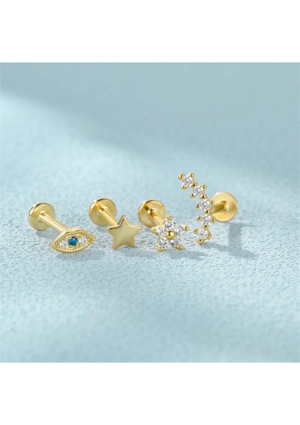 No.38 Boyutu Roxı 1 Çift Basit Dişli Labret Saplama Küpeler Wometerling Gümüş Piercing Küpe Takı Ins Pendientes Plata 925 (Yurt Dışından)