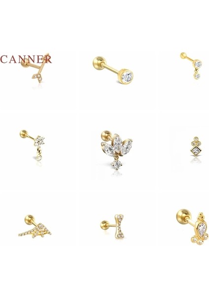 No.6 Boyutu Konserve Terling Gümüş Küpe Kadınlar Için At Gözü Saplama Küpe Goldsilver Takı Kıkırdak Piercing Anne Hediye Серьги (Yurt Dışından)