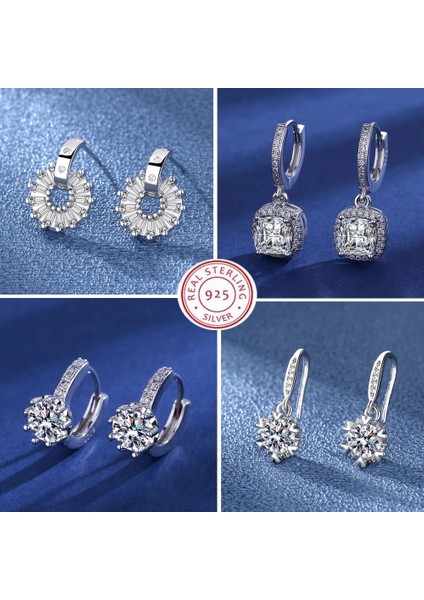 ED158-SARI 925 Ayar Gümüş Takı Kadın Moda Sevimli Küçük Temizle Kristal Cz Saplama Küpe Kızlar Için Hediye Gençler Bayan Hediye (Yurt Dışından)