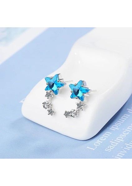 925 Ayar Gümüş Kadın Yüksek Mavi Yıldız Kristal Sevimli Mini Küpe Moda Kız Hediyeler Takı Sıcak Yeni Noel (Yurt Dışından) fiyatları
