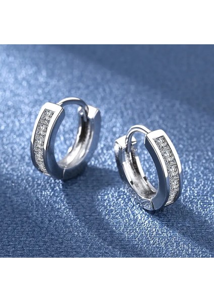 ED158-BEYAZ 925 Ayar Gümüş Takı Kadın Moda Sevimli Küçük Temizle Kristal Cz Saplama Küpe Kızlar Için Hediye Gençler Bayan Hediye (Yurt Dışından) fırsatları