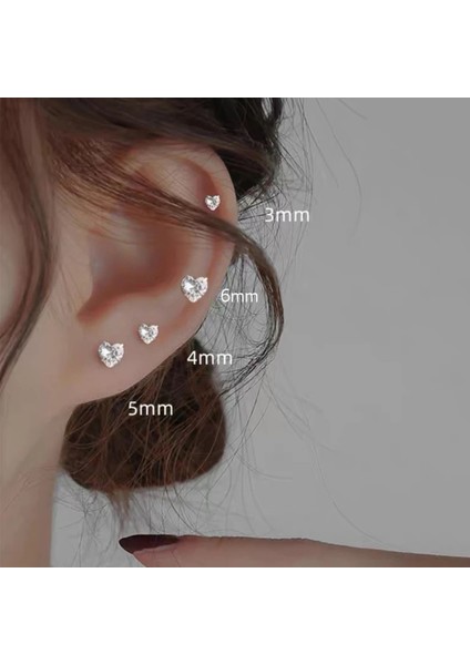 6 mm Sevimli Basit Aşk Kalp Küpe Kadın Erkek Kulak Damızlık Taş Kübik Zirkonya Minimalist Güzel Kulak Takı Hediyeler Aksesuarları (Yurt Dışından)