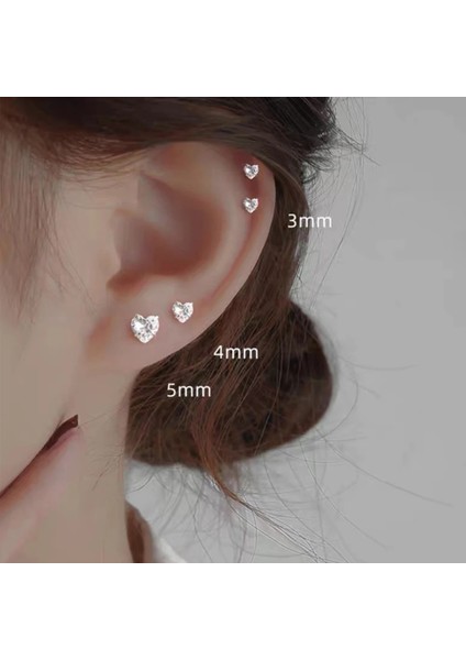 6 mm Sevimli Basit Aşk Kalp Küpe Kadın Erkek Kulak Damızlık Taş Kübik Zirkonya Minimalist Güzel Kulak Takı Hediyeler Aksesuarları (Yurt Dışından)