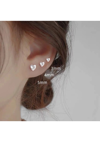 6 mm Sevimli Basit Aşk Kalp Küpe Kadın Erkek Kulak Damızlık Taş Kübik Zirkonya Minimalist Güzel Kulak Takı Hediyeler Aksesuarları (Yurt Dışından)