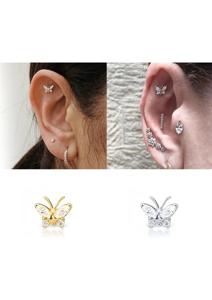 Mavi Boako Gümüş Küpe Womeross Için Aretes Kelebek Yıldırım Saplama Küpe Piercing Güzel Takı (Yurt Dışından) indirimleri