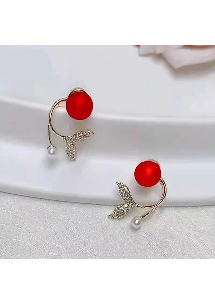 GSR039-6 Kore Yeni Işık Lüks Zirkon Balık Kuyruğu Inci Saplama Küpeler Kadınlar Için Moda Kristal Taklit Inci Tatlı Küpe Kız Takı (Yurt Dışından)