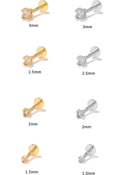 No.16 Boyutu Aide Terling Gümüş Labret Dudak Yüzük Zirkon Kulak Çıtçıt Küpe Kadınlar Için Küreler Tragus Kıkırdak Piercing Punk Takı (Yurt Dışından)