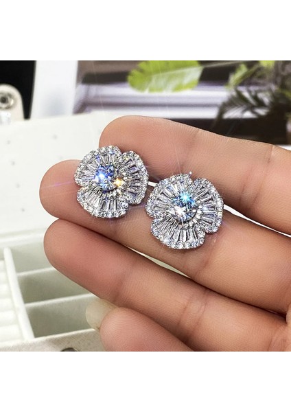 E1196 58 Stilleri Trendy Lab Elmas Düğme Küpe Gümüş Parti Düğün Küpe Kadın Erkek Promise Doğum Günü Takı Hediye (Yurt Dışından)