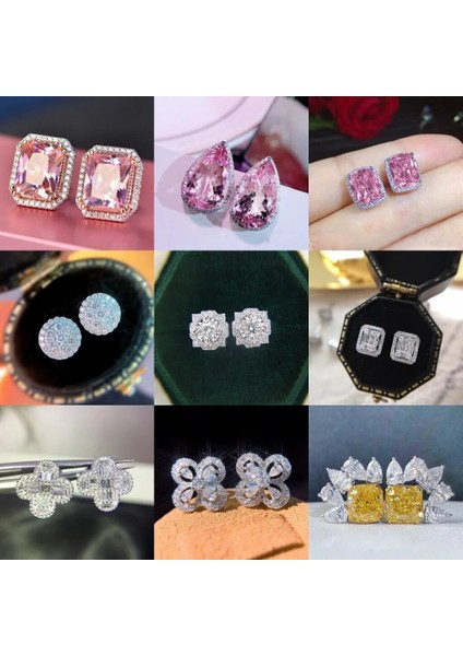 E1196 58 Stilleri Trendy Lab Elmas Düğme Küpe Gümüş Parti Düğün Küpe Kadın Erkek Promise Doğum Günü Takı Hediye (Yurt Dışından) fırsatları