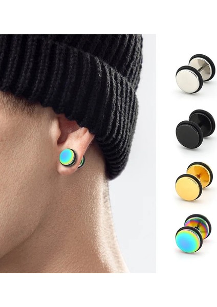 KAE343-1 Stili KAE343-3 Erkek Küpe Basit Yuvarlak Saplama Küpe Erkekler Için Titanyum Paslanmaz Çelik Halter Dambıl Delici Küpe Punk Kore Takı (Yurt Dışından) modelleri