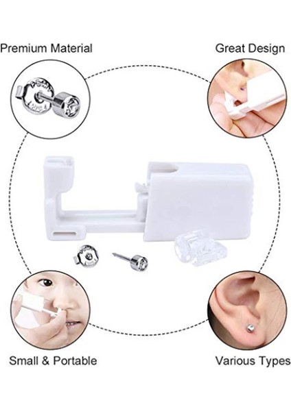 2 Adet Tarzı 23-681 Tek Kullanımlık Steril Kulak Delme Ünitesi Kıkırdak Tragus Helix Delme Tabancası Hiçbir Ağrı Delici Aracı Makine Seti Damızlık Takı (Yurt Dışından)