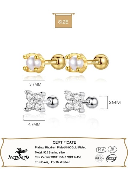 B Trustdavis Gerçek Terling Gümüş Moda Tatlı Yonca Yaprakları Cz Vida Saplama Küpe Kadınlar Için Çocuk Bebek Takı DA2240 (Yurt Dışından) fırsatları