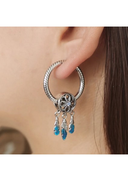 KJE044-O Sıcak Satış Hoop Küpeler 100% Terling Gümüş Küpe Fit Kolye Charm Kalp Ay Diy Takı Dreamcatcher Kadınlar Için Parti (Yurt Dışından)