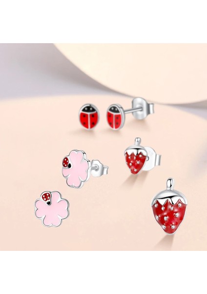 ETYE3227 Eleshe Fashioterling Gümüş Küpe Çocuk Takı Kırmızı Emaye Hayvan Uğur Böceği Küçük Damızlık Küpe Çocuklar Kızlar Için Bebek (Yurt Dışından) modelleri