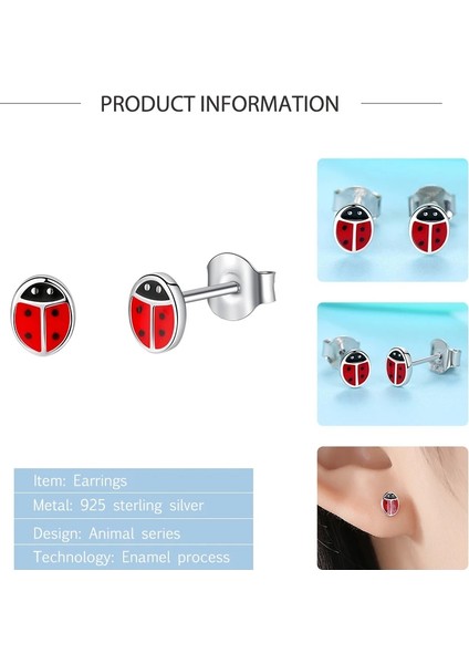 ETYE3227 Eleshe Fashioterling Gümüş Küpe Çocuk Takı Kırmızı Emaye Hayvan Uğur Böceği Küçük Damızlık Küpe Çocuklar Kızlar Için Bebek (Yurt Dışından) fırsatları