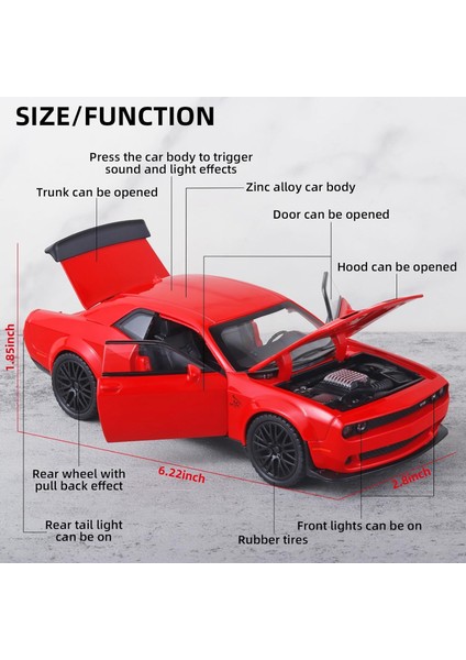 Çocuklar Için Oyuncak Arabalar 1/32 Dodge Challenger Hellcat Die Cast Metal Oyuncak Arabalar, Geri Çekilmiş Hellcat Arabaışıklı ve Müzikli Hellcat Oyuncak Araba Koleksiyon Model A (Yurt Dışından) fiyatları