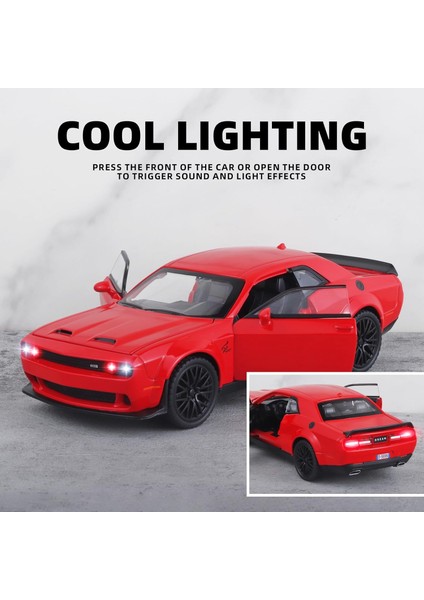 Çocuklar Için Oyuncak Arabalar 1/32 Dodge Challenger Hellcat Die Cast Metal Oyuncak Arabalar, Geri Çekilmiş Hellcat Arabaışıklı ve Müzikli Hellcat Oyuncak Araba Koleksiyon Model A (Yurt Dışından) modelleri