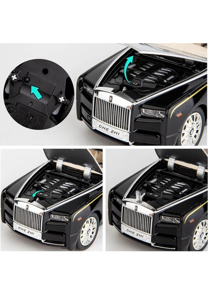 1/24 Rolls-Royce Phantom Model Araba, Çinko Alaşım Geri Çekin Oyuncak Döküm Oyuncak Arabalar Ses ve Işık ile Çocuklar Için Erkek Kız Hediye (Siyah-Siyah) (Yurt Dışından) modelleri