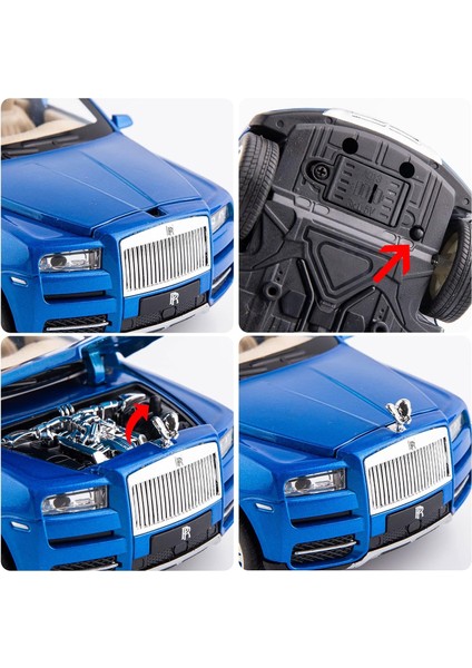 1/24 Ölçekli Rolls-Royce Cullinan Suv Model Araba Oyuncak, Çinko Alaşım Geri Çekin Döküm Oyuncak Arabalar Çocuklar Için Ses ve Işık ile Erkek Kız Hediye (Mavi) (Yurt Dışından)
