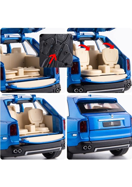 1/24 Ölçekli Rolls-Royce Cullinan Suv Model Araba Oyuncak, Çinko Alaşım Geri Çekin Döküm Oyuncak Arabalar Çocuklar Için Ses ve Işık ile Erkek Kız Hediye (Mavi) (Yurt Dışından)