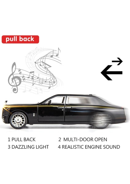 1/32 Rolls-Royce Phantom Model Araba, Çinko Alaşım Geri Çekin Oyuncak Araba Çocuklar Için Ses ve Işık ile Erkek Kız Hediye (Siyah) (Yurt Dışından) fırsatları