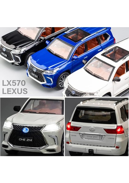 Zarif Araba Modeli 1/24 Lexus 570 Off-Road Lüks Suv Model Araba, Çinko Alaşım Geri Çekin Oyuncak Araba Çocuklar Için Ses ve Işık ile Erkek Kız Hediye (Yurt Dışından) modelleri