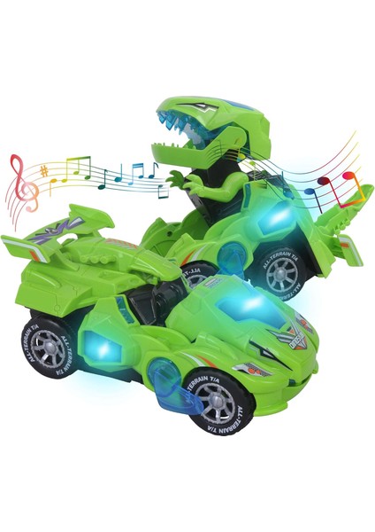 3-6 Yaşındaki Erkek Çocuklar Için Oyuncaklar LED Işıklı ve Müzikli Araba Oyuncaklarını Dönüştürüyor Dinozor Oyuncak 4 5 6 7 Yaşındaki Erkek Çocuk Için Doğum Günü Hediyeleri (Yeşil (Yurt Dışından)