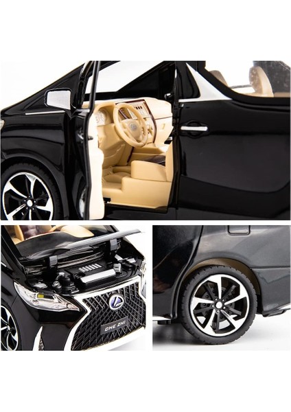 Model Araba 1/24 Lexus LM300 Alaşım Geri Çekin Metal Koleksiyon Oyuncak Araba Işık ve Ses ile Oyuncak Araç Kapısı Açılabilir (Yurt Dışından)