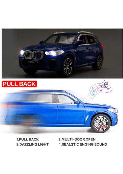 1:24 Bmw X5 Suv Model Araba Oyuncak Için Uyumlu, Çinko Alaşım Geri Çekin Oyuncak Araba Çocuklar Için Ses ve Işık ile Erkek Kız Hediye (Mavi) (Yurt Dışından) modelleri