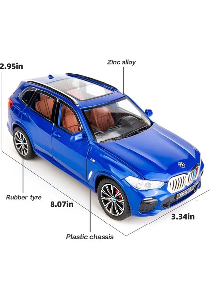 1:24 Bmw X5 Suv Model Araba Oyuncak Için Uyumlu, Çinko Alaşım Geri Çekin Oyuncak Araba Çocuklar Için Ses ve Işık ile Erkek Kız Hediye (Mavi) (Yurt Dışından) fırsatları