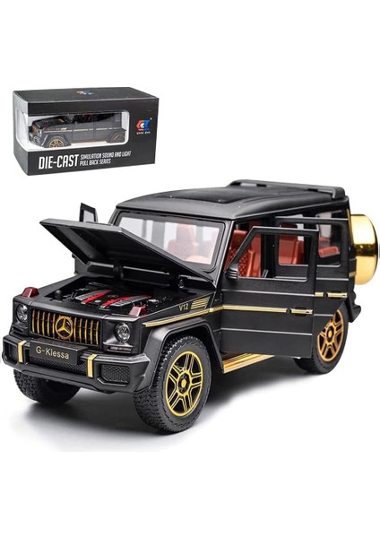 Zarif Araba Modeli 1/24 Benz G63 Amg Model Araba, Çinko Alaşımı Geri Çekin Oyuncak Araba Çocuklar Için Ses ve Işık ile Erkek Kız Hediye (Siyah) (Yurt Dışından)