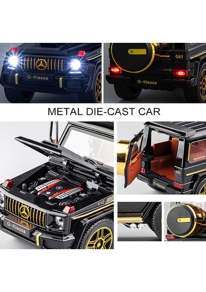 Zarif Araba Modeli 1/24 Benz G63 Amg Model Araba, Çinko Alaşımı Geri Çekin Oyuncak Araba Çocuklar Için Ses ve Işık ile Erkek Kız Hediye (Siyah) (Yurt Dışından) modelleri