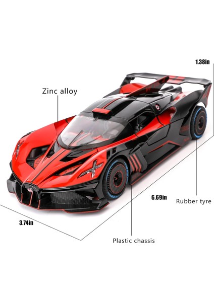 1/24 Ölçekli Bugatti Bolide Alaşım Oyuncak Araba, Ses ve Işık Geri Çekin Koleksiyonu 4 Kapı Açık Oyuncak Araçlar Çocuklar Için Hediye Kırmızı (Yurt Dışından) fiyatları