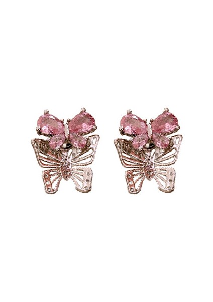 Pembe Zirkon Kelebek Küpe, Yaratıcı Tasarım Küpe (Yurt Dışından)