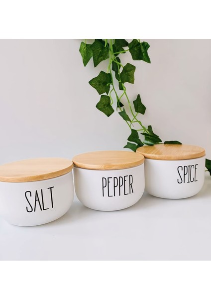 3lü Lüx Bambu Kapaklı Salt/pepper/spice Kavanozu