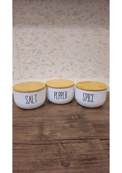 3lü Lüx Bambu Kapaklı Salt/pepper/spice Kavanozu modelleri