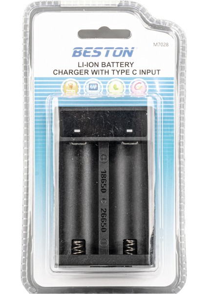 Beston M7028 18650/21700/2660 Type-C Çıkışlı Hızlı Pil Şarj Cihazı