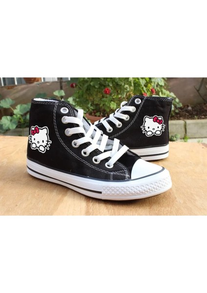 Hello Kitty Convers Baskılı Unisex Boğazlı Bağcıklı Ayakkabı