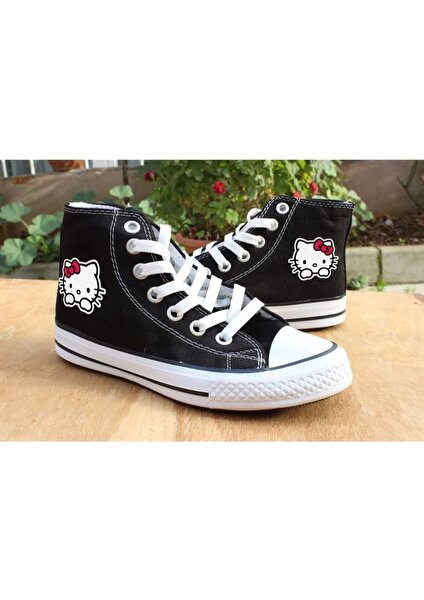 Hello Kitty Convers Baskılı Unisex Boğazlı Bağcıklı Ayakkabı